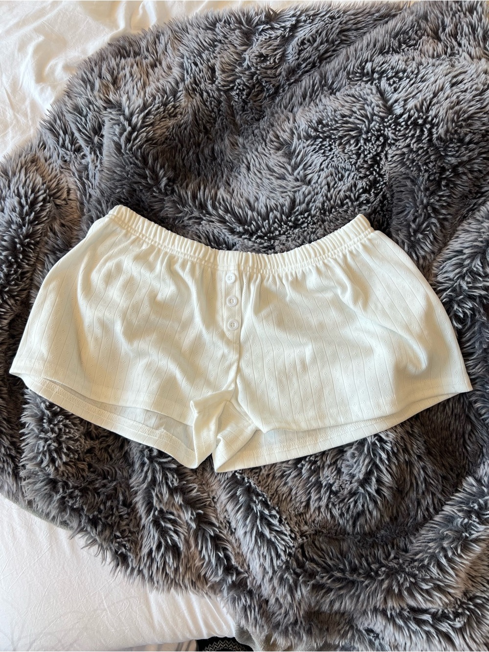White Pointelle Sleep Shorts